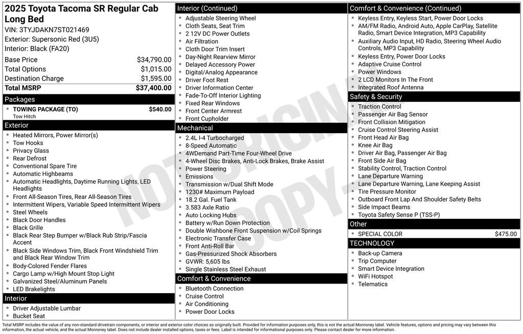 Used 2025 Toyota Tacoma SR w/ Towing Package AWD/4WD image 33