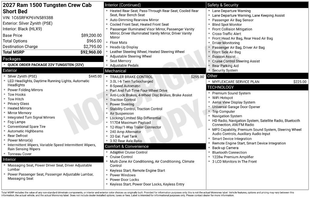 New 2027 RAM 1500 Tungsten AWD/4WD image 27