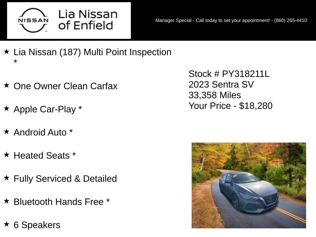 Used 2023 Nissan Sentra SV w/ All-Weather Package FWD image 5