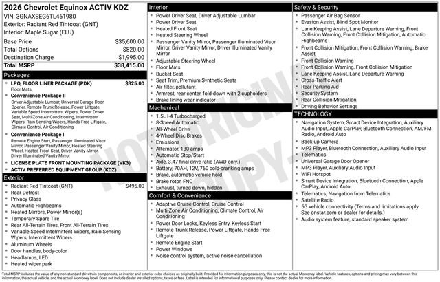 New 2026 Chevrolet Equinox ACTIV w/ LPO, Floor Liner Package AWD/4WD image 4