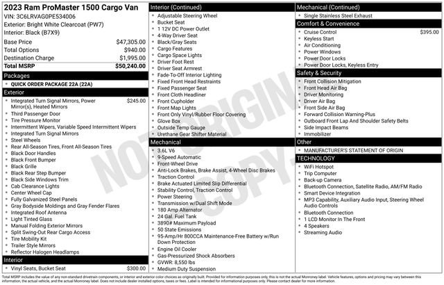 Used 2023 RAM ProMaster 1500 FWD image 6