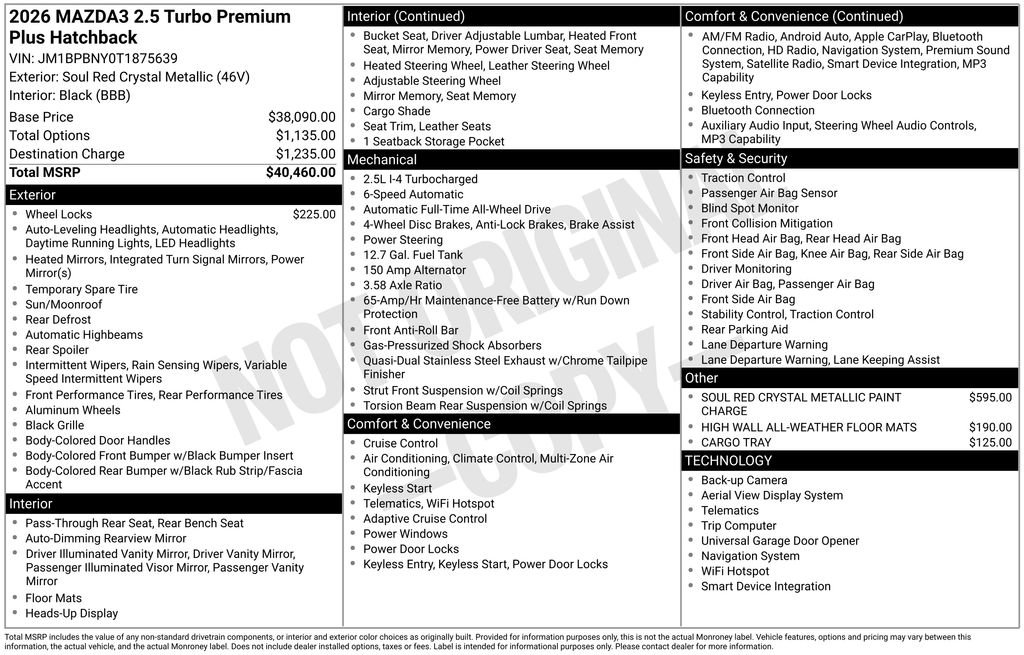 New 2026 MAZDA MAZDA3 Hatchback w/Premium Plus Pkg AWD/4WD image 35