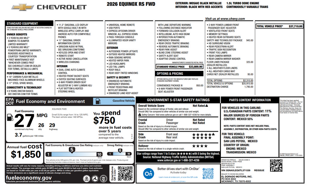 Used 2026 Chevrolet Equinox RS w/ Convenience Package III FWD image 34