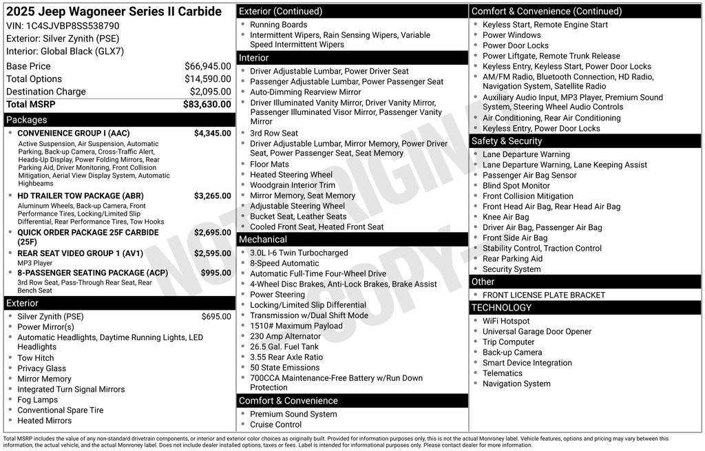 New 2025 Jeep Wagoneer Series II w/ Convenience Group I AWD/4WD image 46