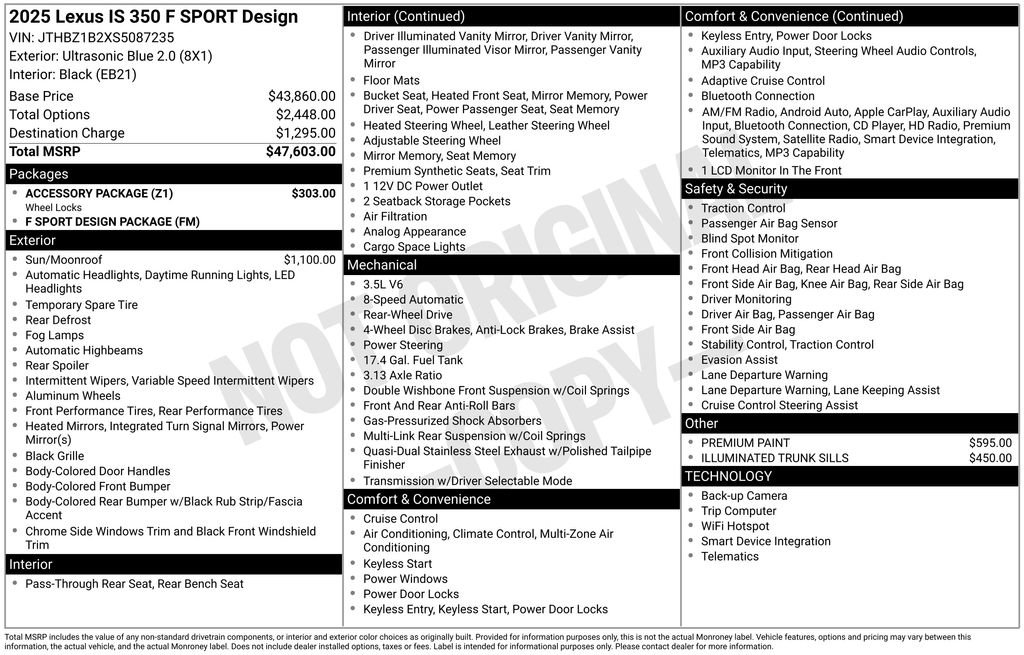 Used 2025 Lexus IS 350 F Sport w/ Accessory Package RWD image 6