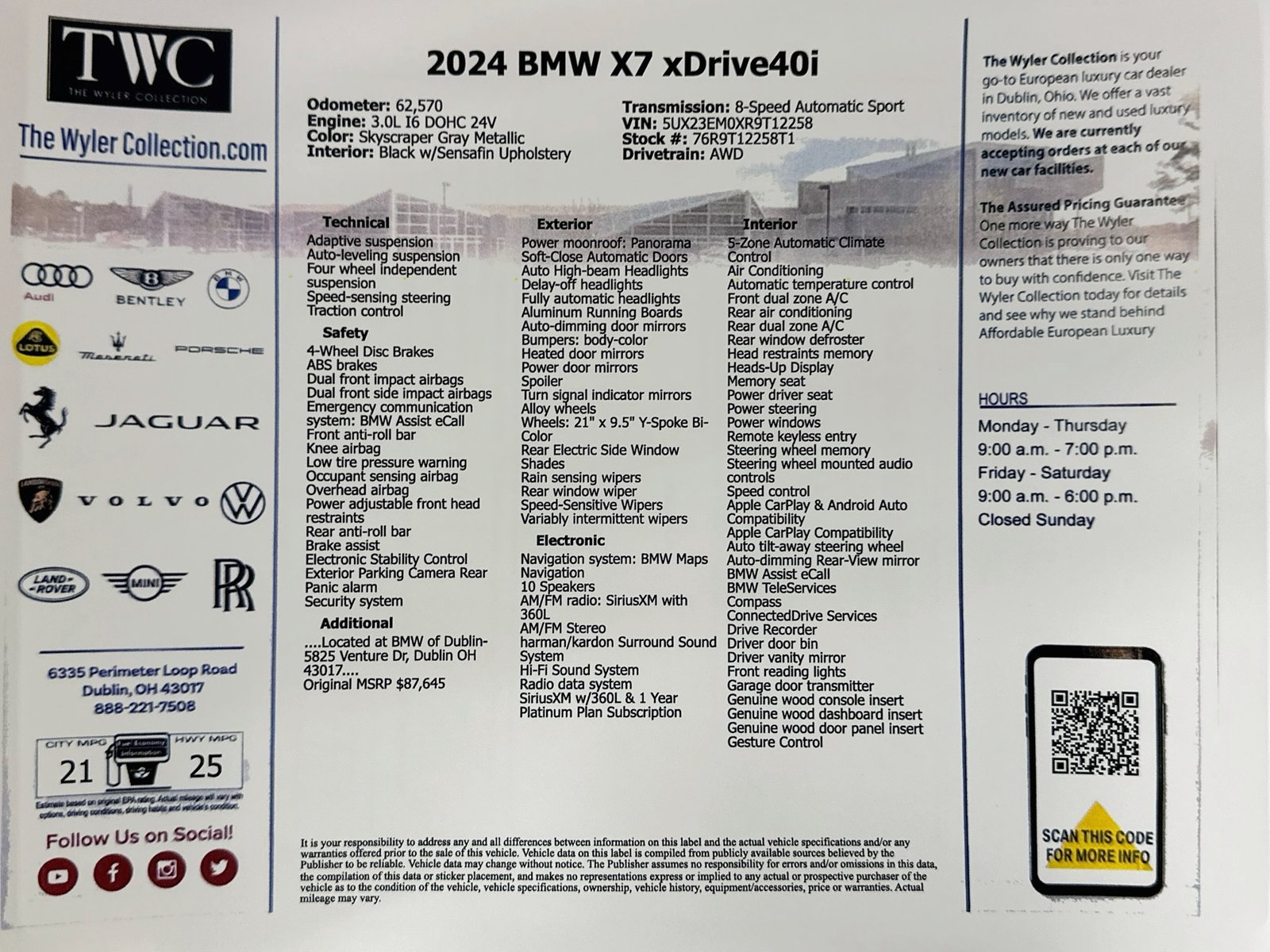 Used 2024 BMW X7 xDrive40i w/ Premium Package AWD/4WD image 47