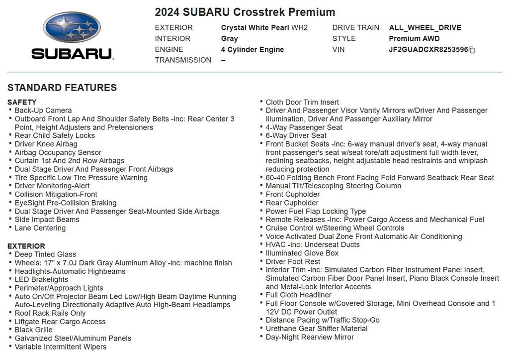 Used 2024 Subaru Crosstrek 2.0i Premium AWD/4WD image 16