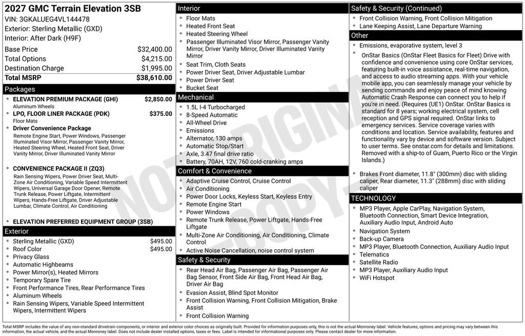 New 2027 GMC Terrain Elevation w/ Elevation Premium Package AWD/4WD image 3