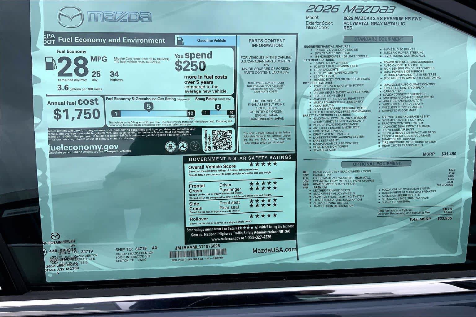 New 2026 MAZDA MAZDA3 2.5 S Hatchback w/ Premium Pkg FWD image 19