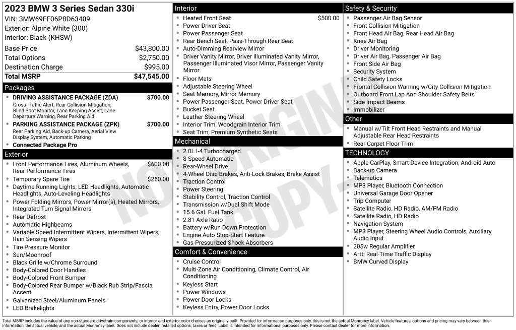 Used 2023 BMW 330i Sedan w/ Parking Assistance Package RWD image 6
