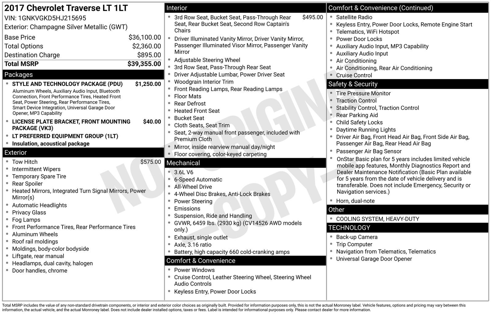 Used 2017 Chevrolet Traverse LT w/ Style and Technology Package image 2