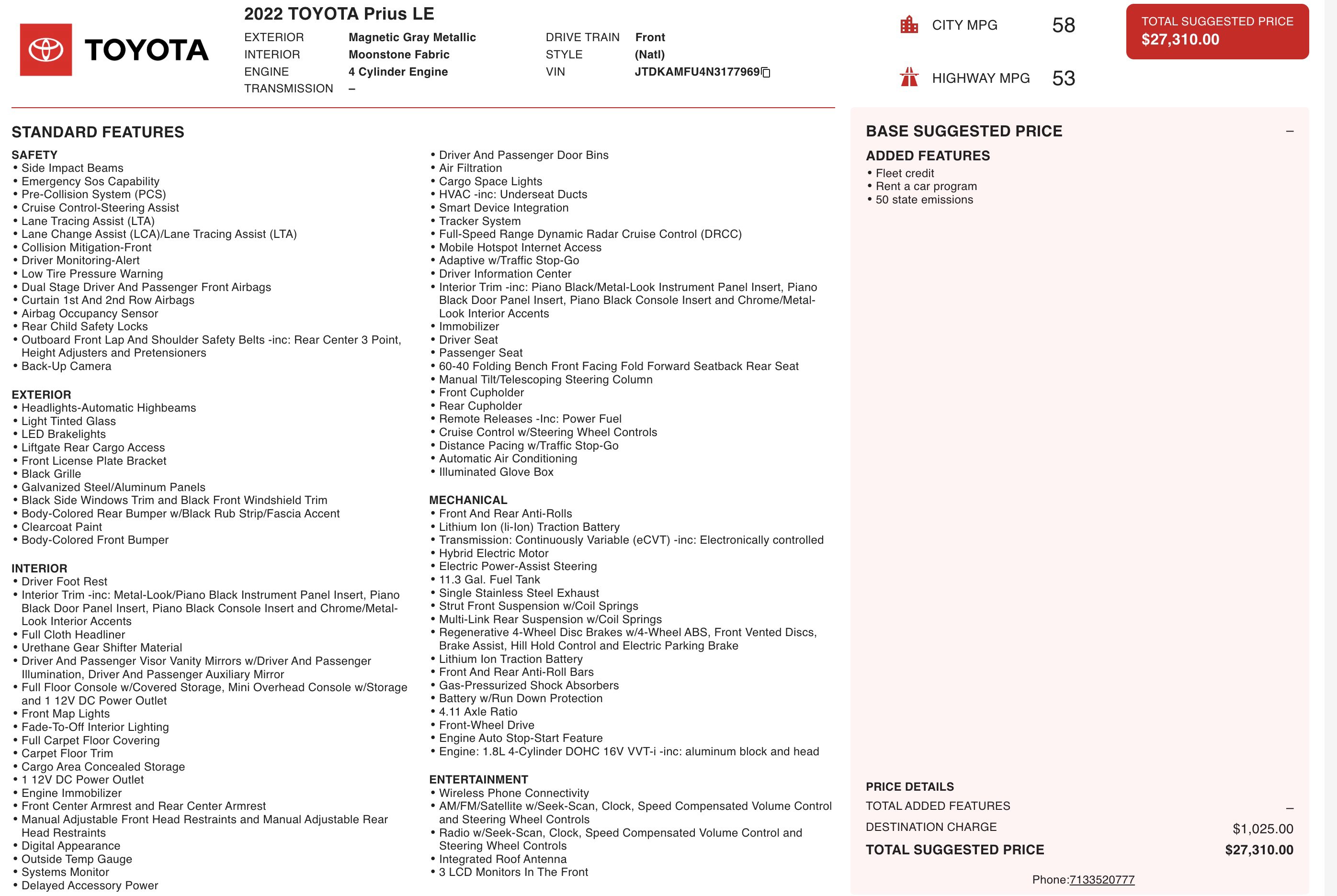 Used 2022 Toyota Prius LE image 3