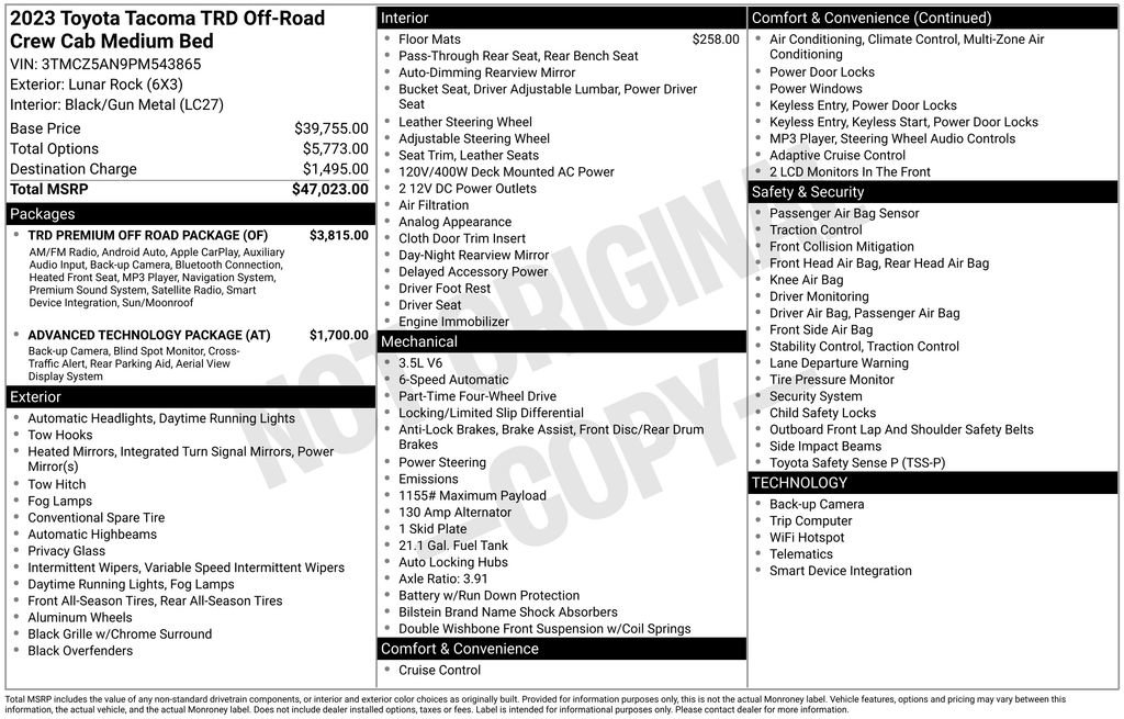 Used 2023 Toyota Tacoma TRD Off-Road w/ TRD Premium Off Road Package image 36