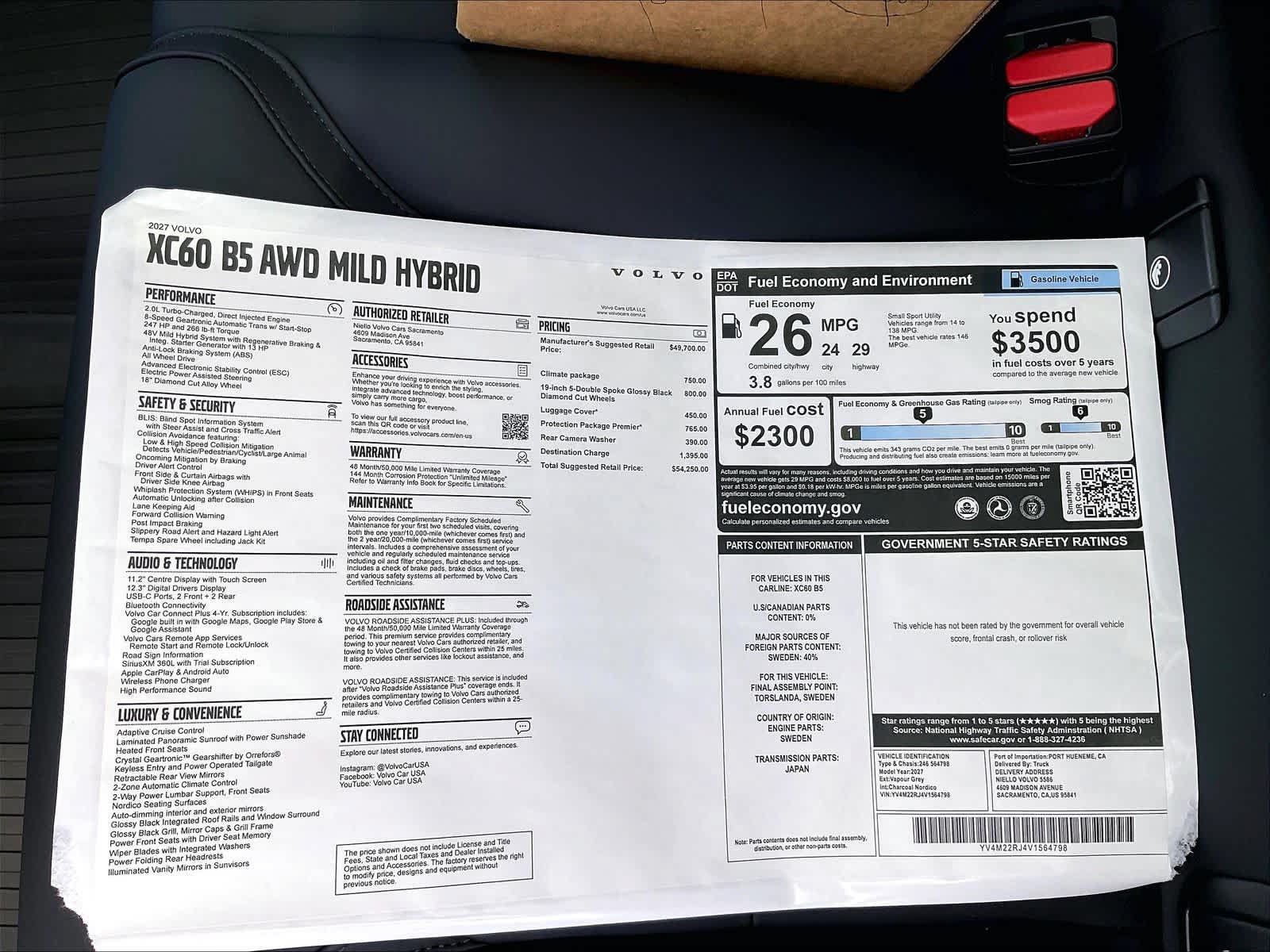 New 2027 Volvo XC60 B5 Core AWD/4WD image 36