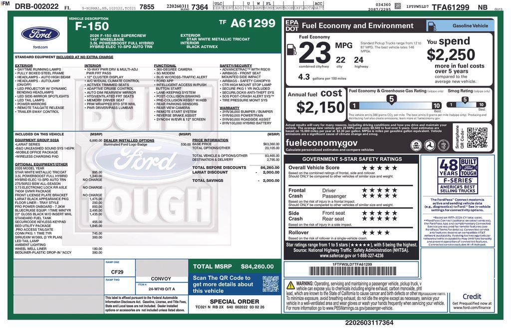 New 2026 Ford F150 Lariat w/ Equipment Group 502A High AWD/4WD image 10