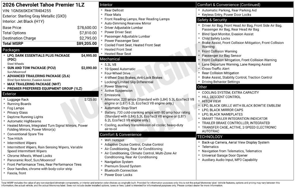 New 2026 Chevrolet Tahoe Premier AWD/4WD image 11