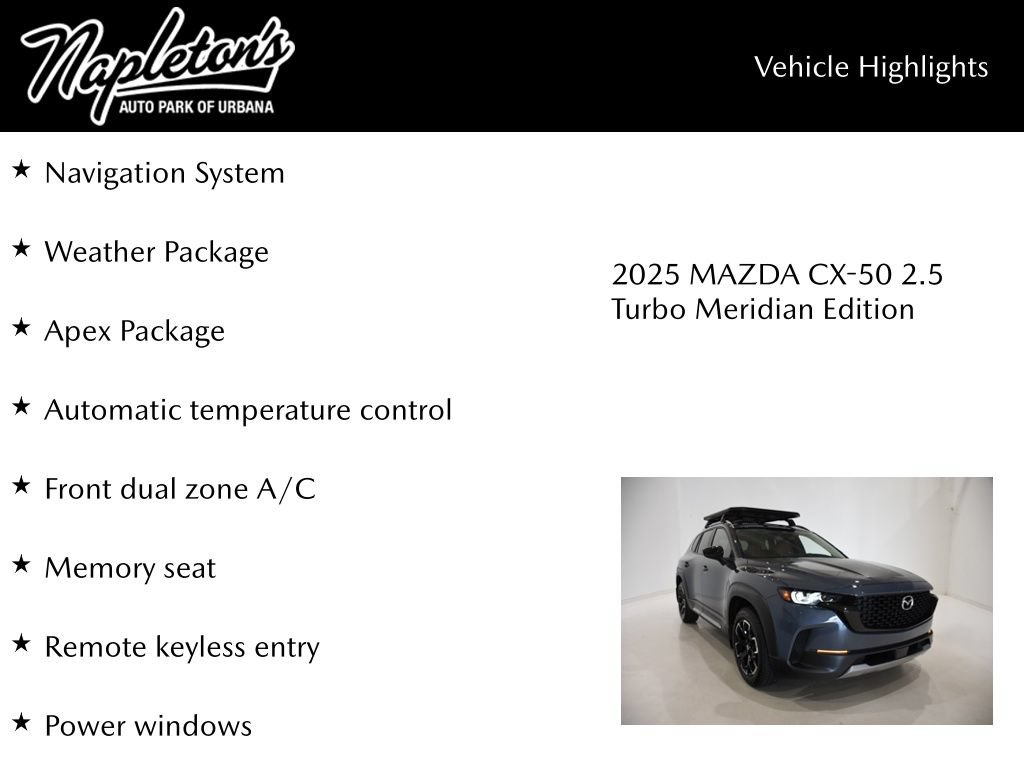 New 2025 MAZDA CX-50 Meridian Edition w/ Apex Package AWD/4WD image 15