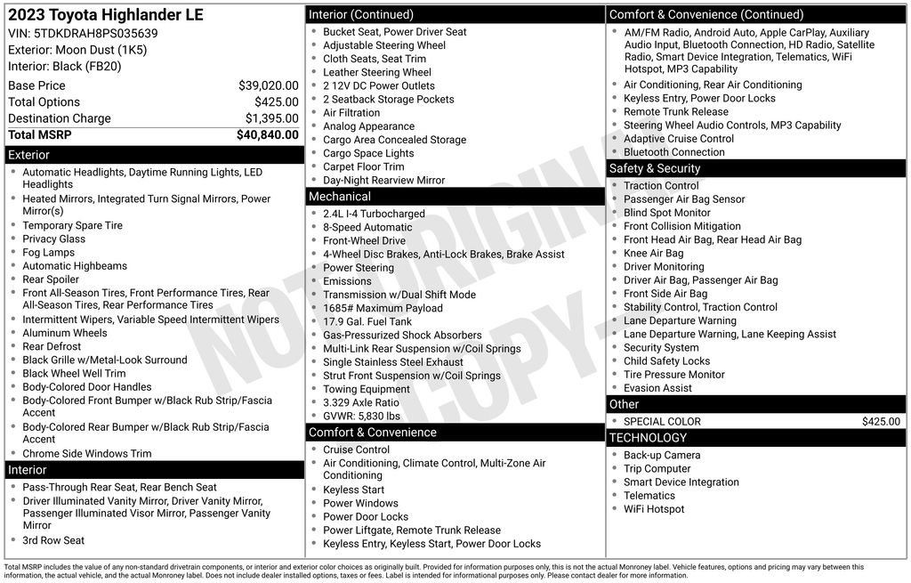 Used 2023 Toyota Highlander LE FWD image 31