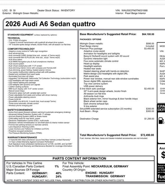Used 2026 Audi A6 Premium Plus AWD/4WD image 3