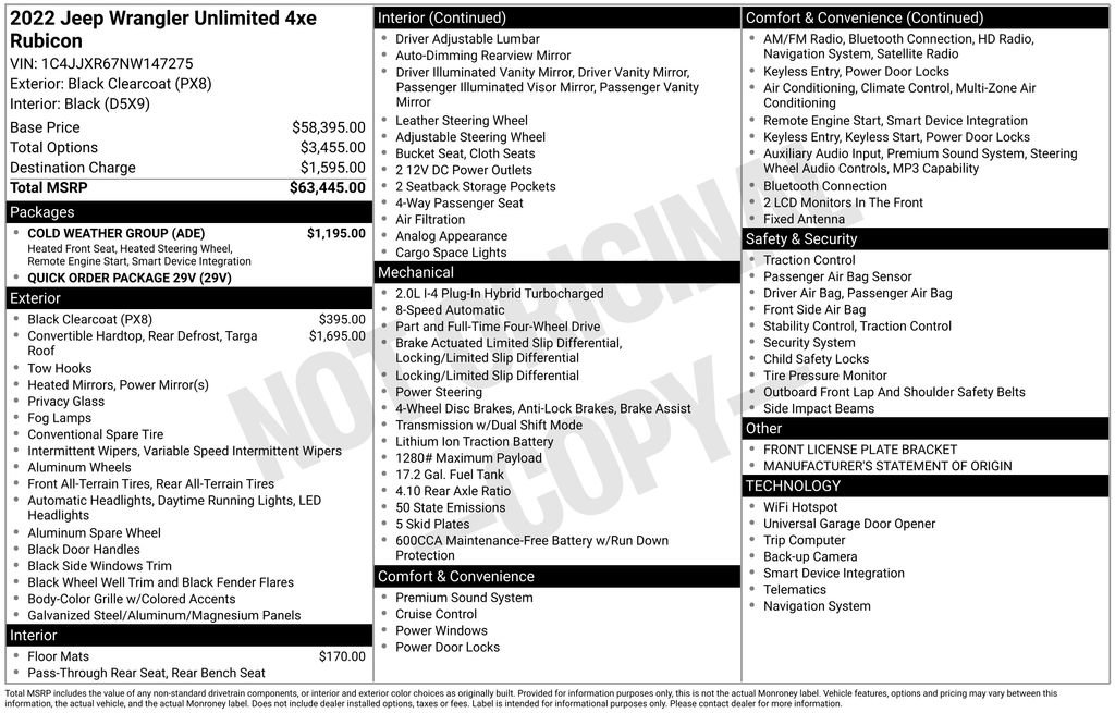 Used 2022 Jeep Wrangler Unlimited Rubicon 4xe w/ Cold Weather Group image 17