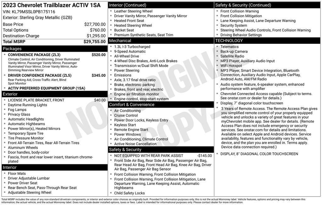 Used 2023 Chevrolet TrailBlazer ACTIV w/ Convenience Package AWD/4WD image 32