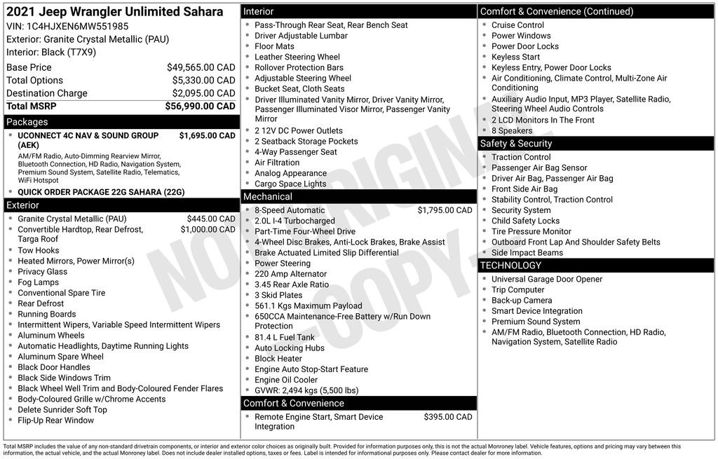 Used 2021 Jeep Wrangler Unlimited Sahara w/ Uconnect 4C Nav & Sound Group image 50