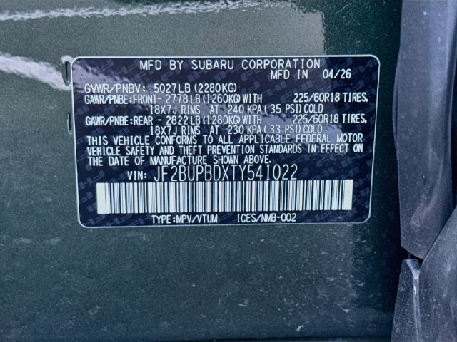 Certified 2026 Subaru Outback Premium AWD/4WD image 34