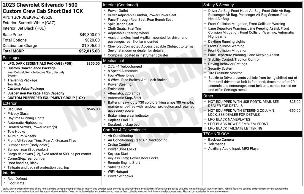 Used 2023 Chevrolet Silverado 1500 Custom w/ LPO, Dark Essentials Package image 2