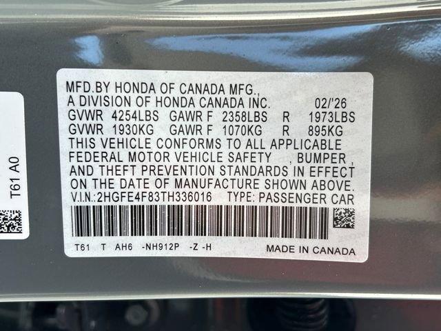 New 2026 Honda Civic Sport image 20