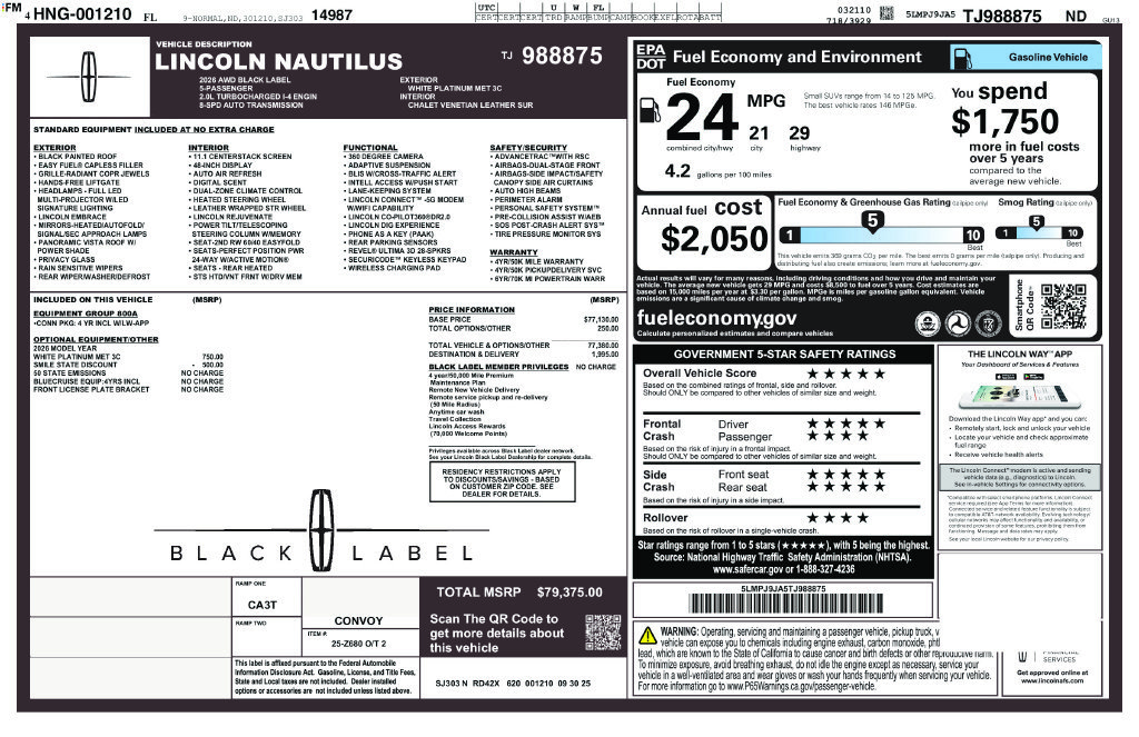 New 2026 Lincoln Nautilus Black Label AWD/4WD image 30