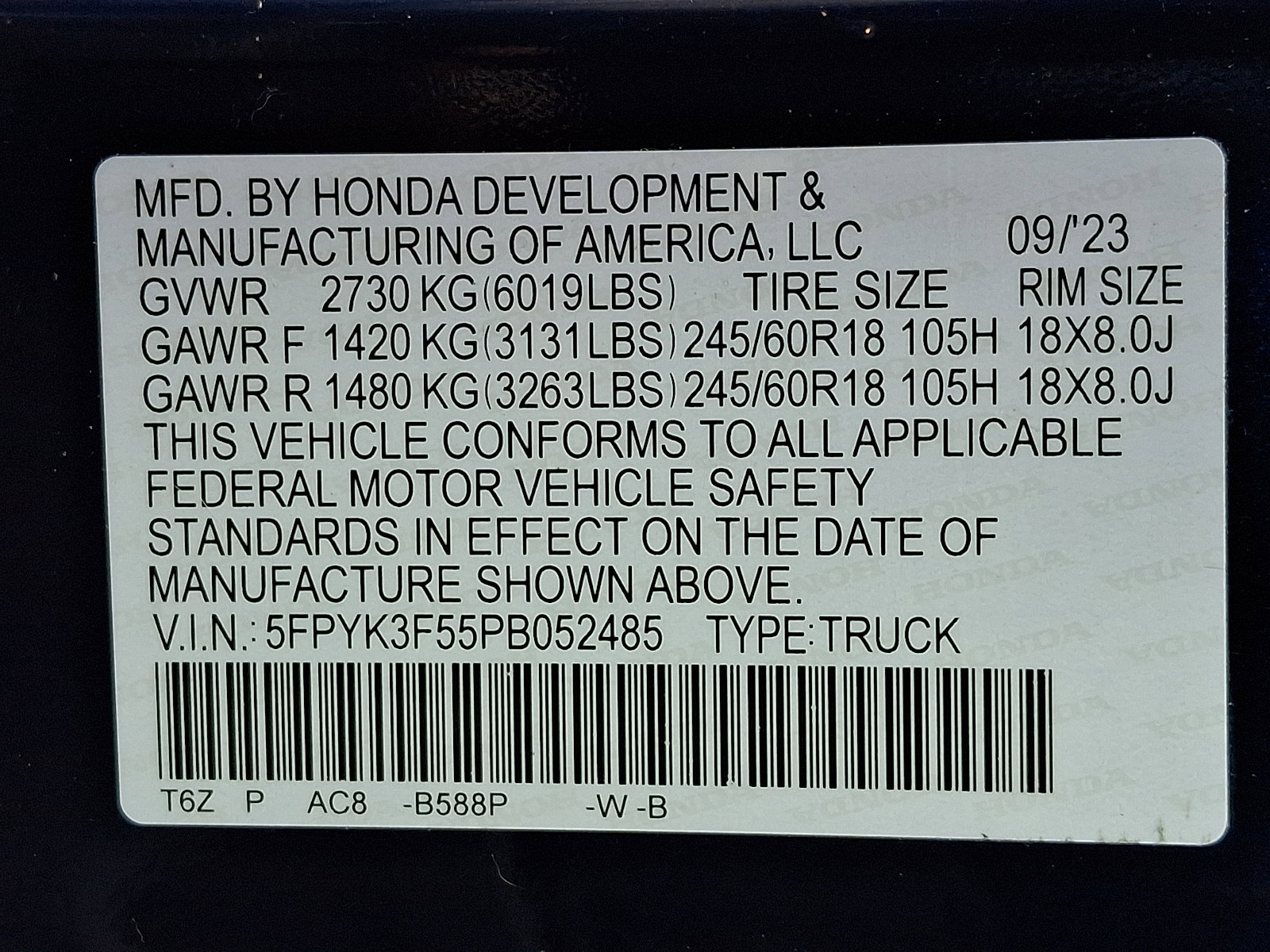 Certified 2023 Honda Ridgeline RTL image 29