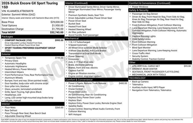 New 2026 Buick Encore GX Sport Touring w/ Comfort Package image 25