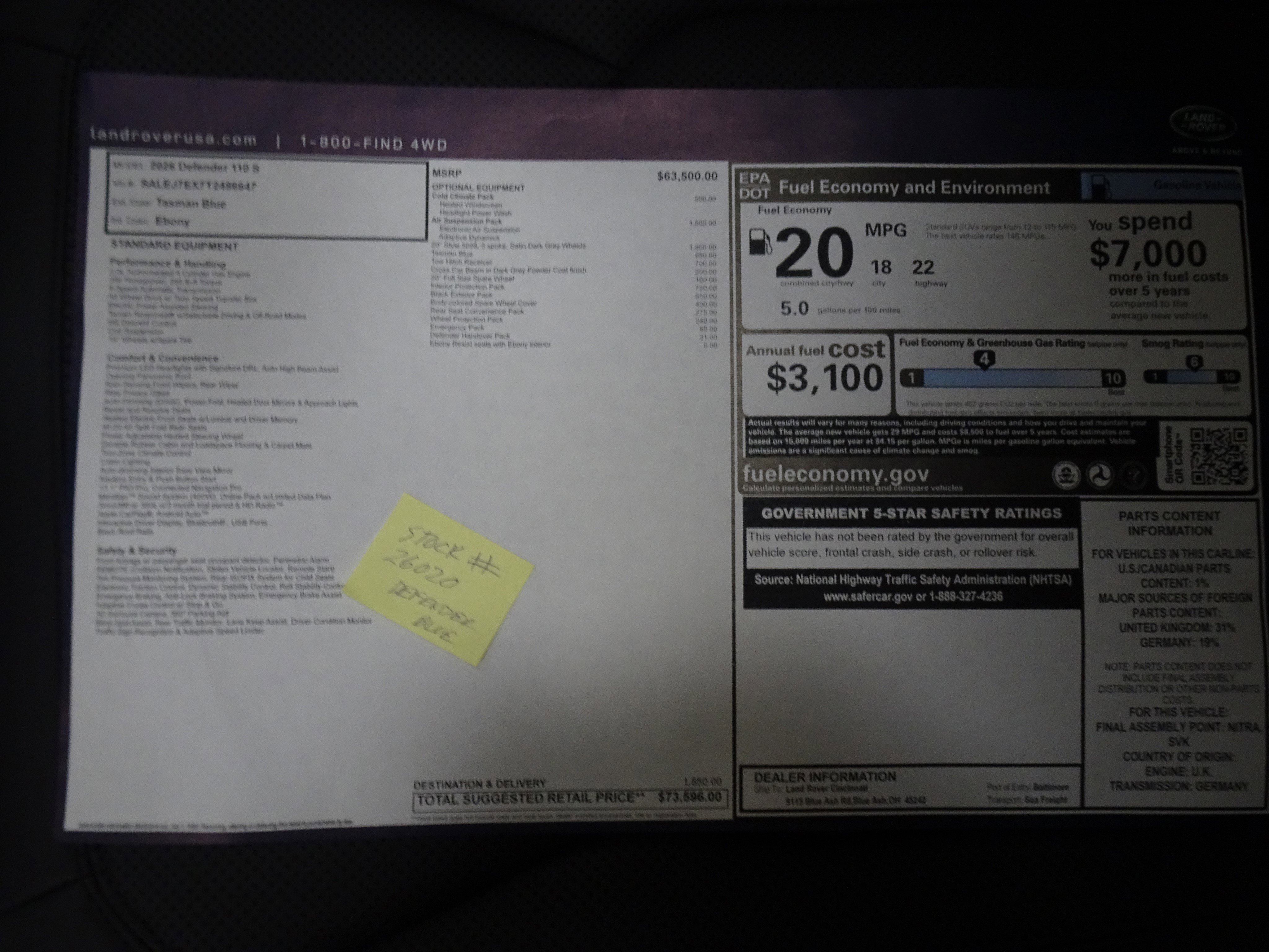 New 2026 Land Rover Defender 110 S image 5