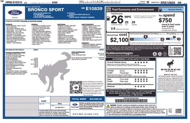 Certified 2024 Ford Bronco Sport Outer Banks w/ Tech Package AWD/4WD image 39