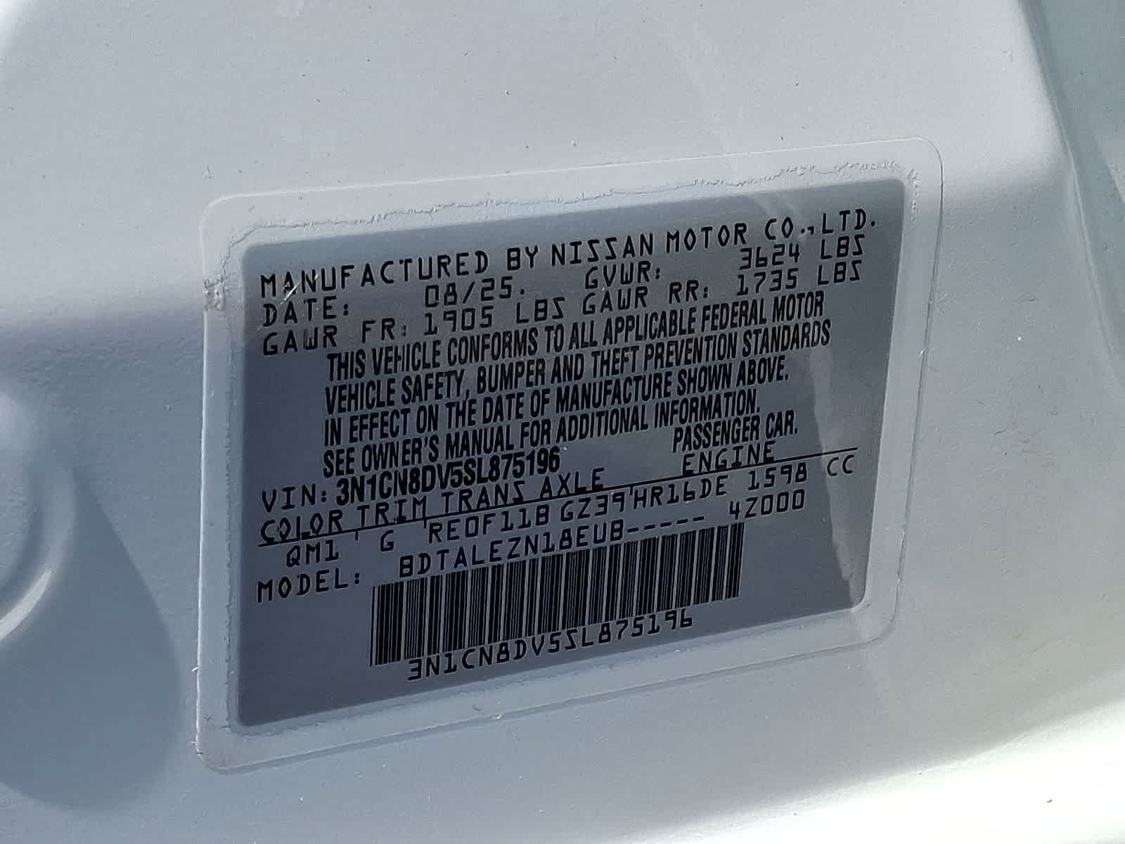 Used 2025 Nissan Versa S w/ Trunk Package FWD image 36