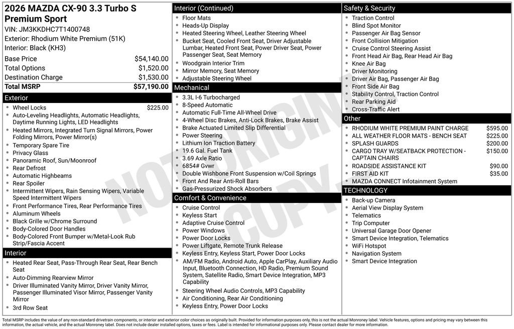 New 2026 MAZDA CX-90 3.3 Turbo S w/ Premium Package AWD/4WD image 37