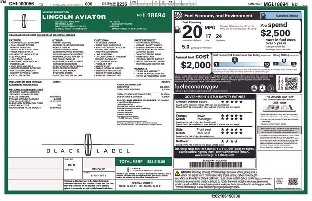 Used 2021 Lincoln Aviator Black Label w/ Dynamic Handling Package image 36