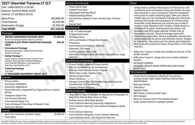 New 2027 Chevrolet Traverse LT w/ Driver Confidence Package AWD/4WD image 4