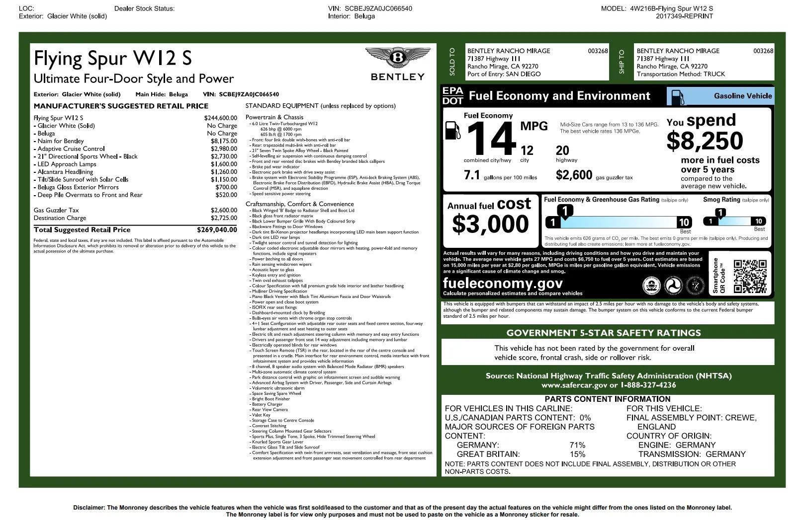 Used 2018 Bentley Flying Spur S W12 AWD/4WD image 6