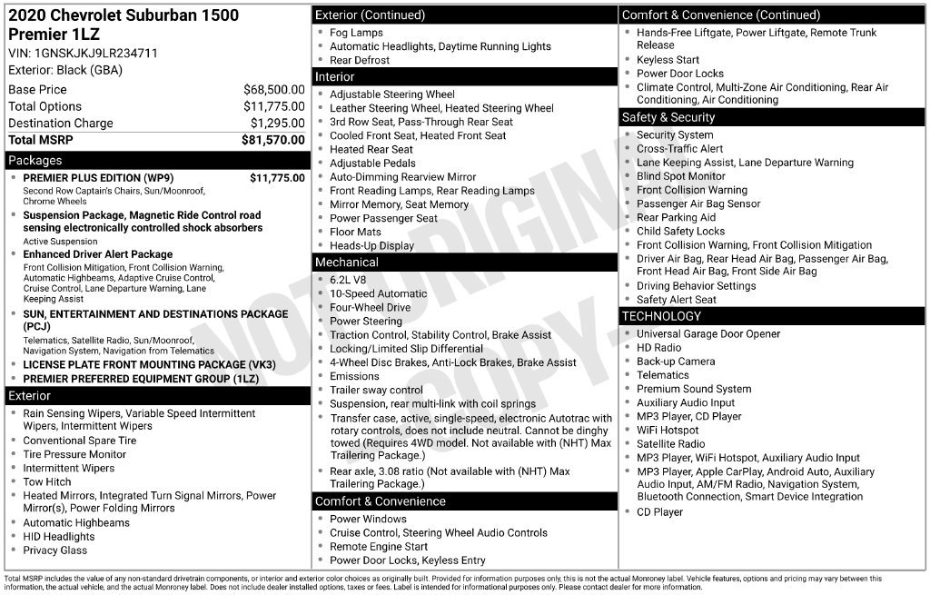 Certified 2020 Chevrolet Suburban Premier w/ Premier Plus Edition AWD/4WD image 5