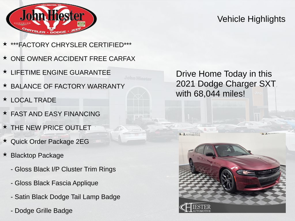 Certified 2021 Dodge Charger SXT w/ Blacktop Package RWD image 5