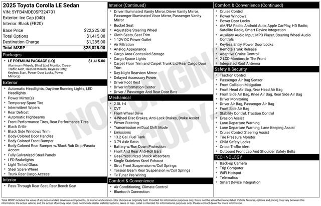 Used 2025 Toyota Corolla LE w/ LE Premium Package image 4
