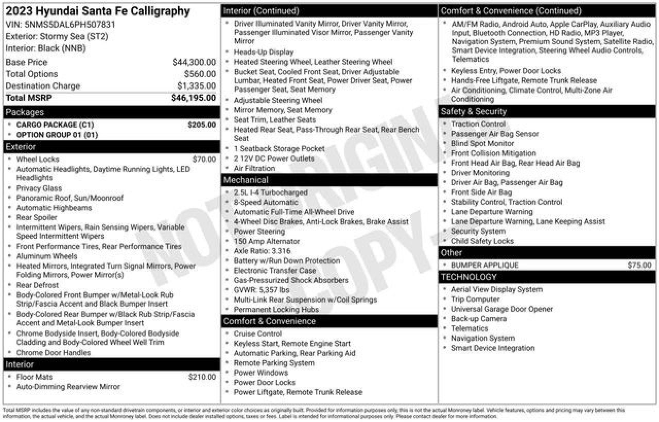 Used 2023 Hyundai Santa Fe Calligraphy w/ Cargo Package image 33