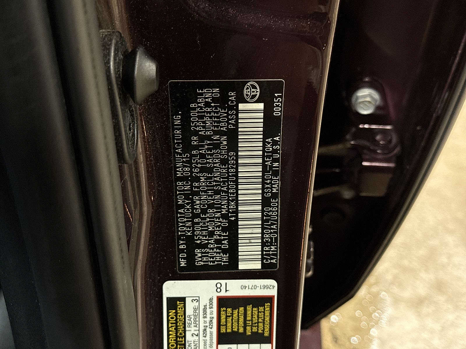 Used 2015 Toyota Avalon XLE Touring FWD image 13