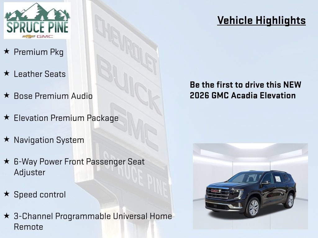 New 2026 GMC Acadia Elevation w/ Elevation Premium Package AWD/4WD image 5