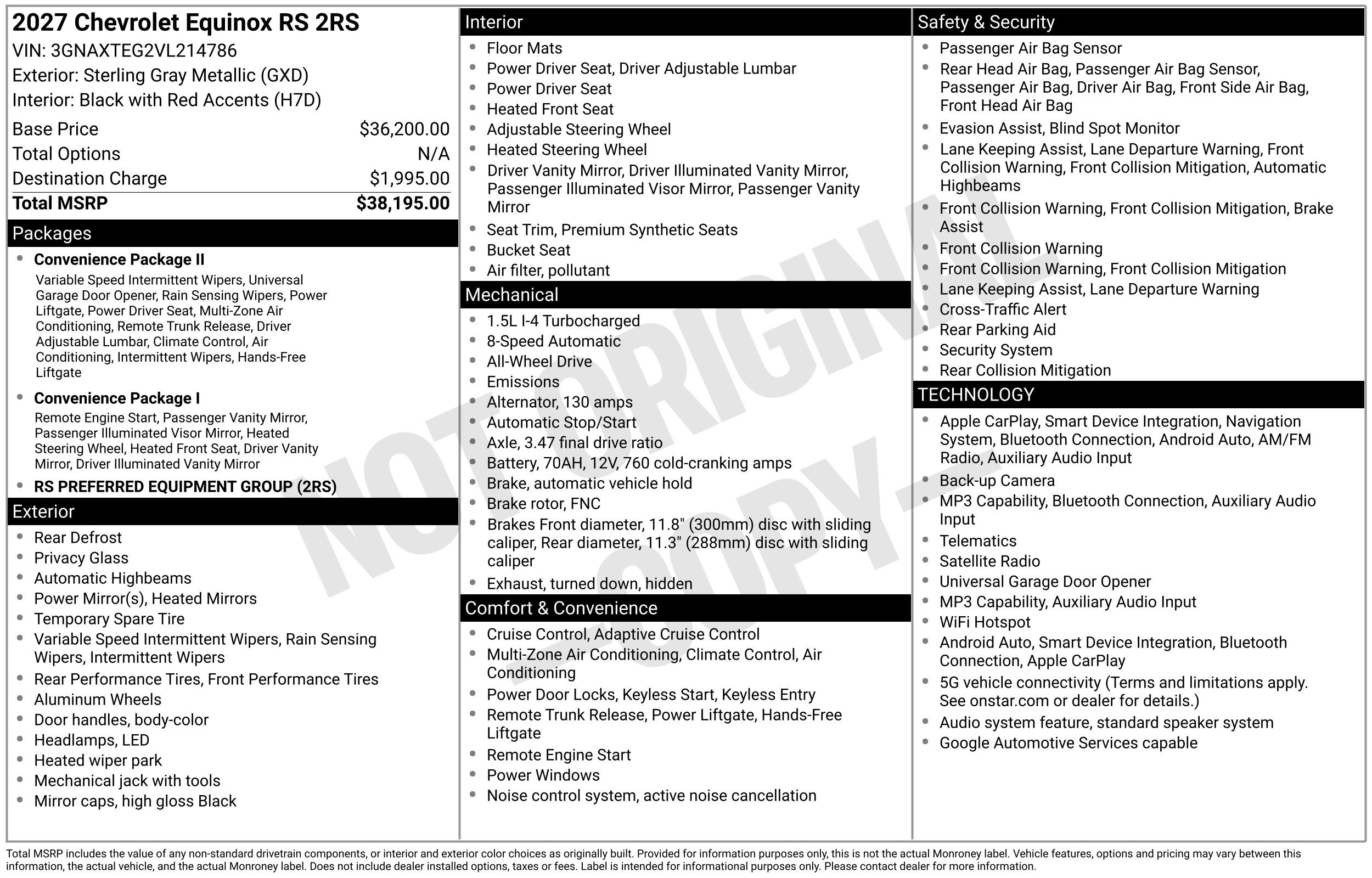 New 2027 Chevrolet Equinox RS AWD/4WD image 3