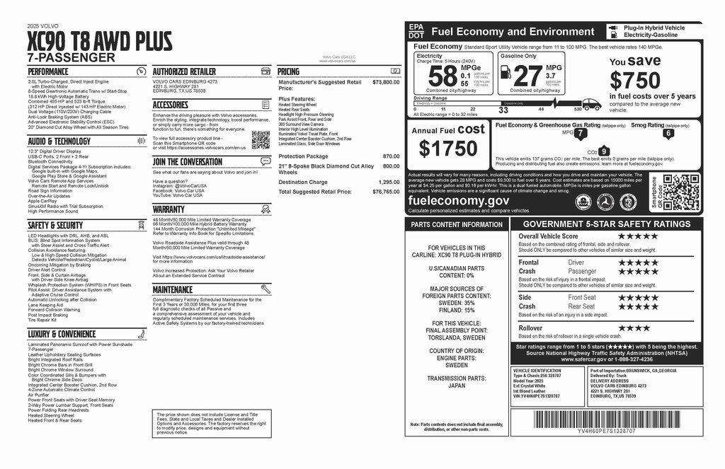 Used 2025 Volvo XC90 T8 Plus w/ Protection Package Premier image 4
