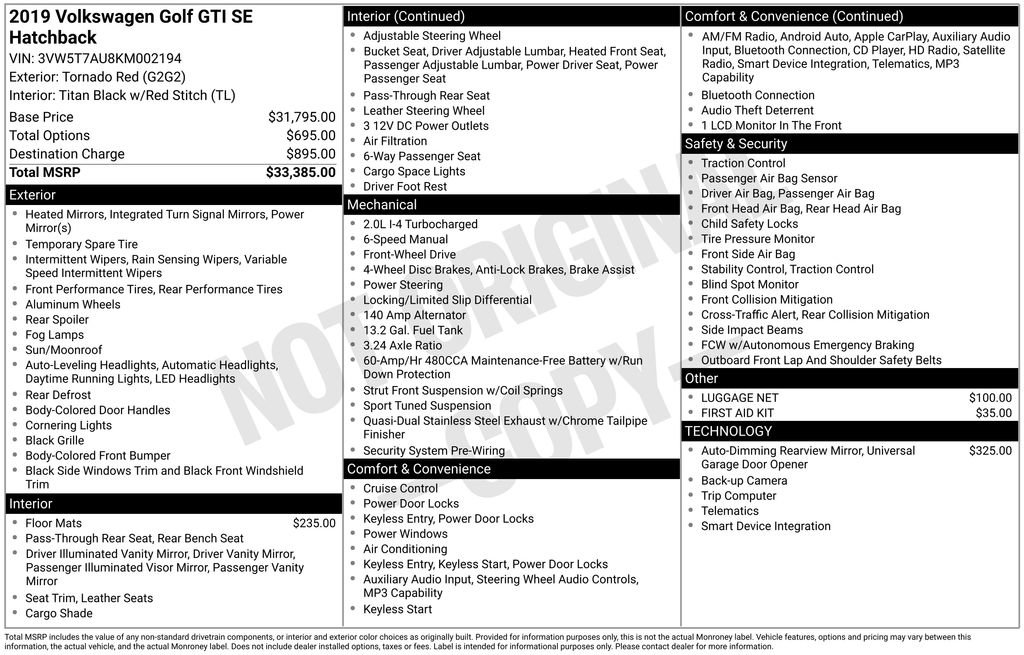 Used 2019 Volkswagen GTI SE FWD image 2