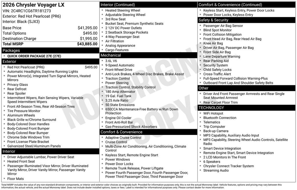 Used 2026 Chrysler Voyager LX FWD image 35