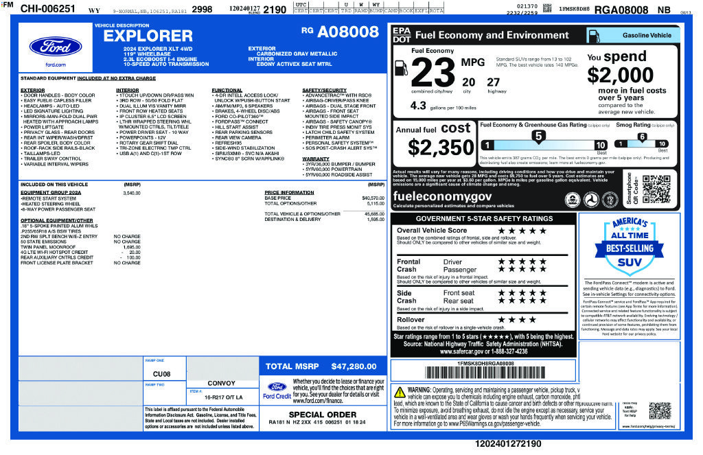 Used 2024 Ford Explorer XLT w/ Equipment Group 202A AWD/4WD image 41